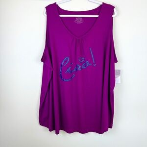 CATHERINES SLEEPWEAR Wine Color Top Ciao NWT / Plus 4X 30 - 32W